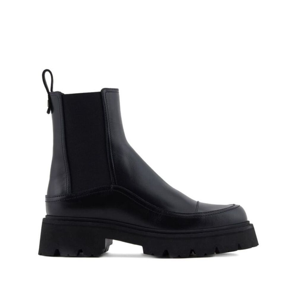 EMPORIO ARMANI Women's Leather Chelsea Ankle Boots with Chunky Lug Sole Women